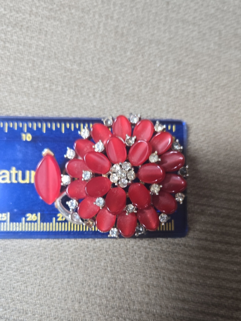 Stamp Lisner 1950 Red Lucite Floral Statement Brooch - Large. Vintage Classic